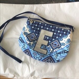 Justice blue white with silver glittery cross body bag with adjustable strap